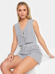 PixieGirl Petite Blue Stripe 100% Cotton Waistcoat - Image 1 of 5