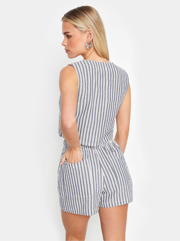 PixieGirl Petite Blue Stripe 100% Cotton Waistcoat - Image 3 of 5