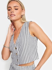PixieGirl Petite Blue Stripe 100% Cotton Waistcoat - Image 4 of 5