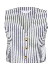 PixieGirl Petite Blue Stripe 100% Cotton Waistcoat - Image 5 of 5