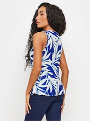 M&Co Blue Petite Tropical Leaf Print Twist Front Top - Image 3 of 5