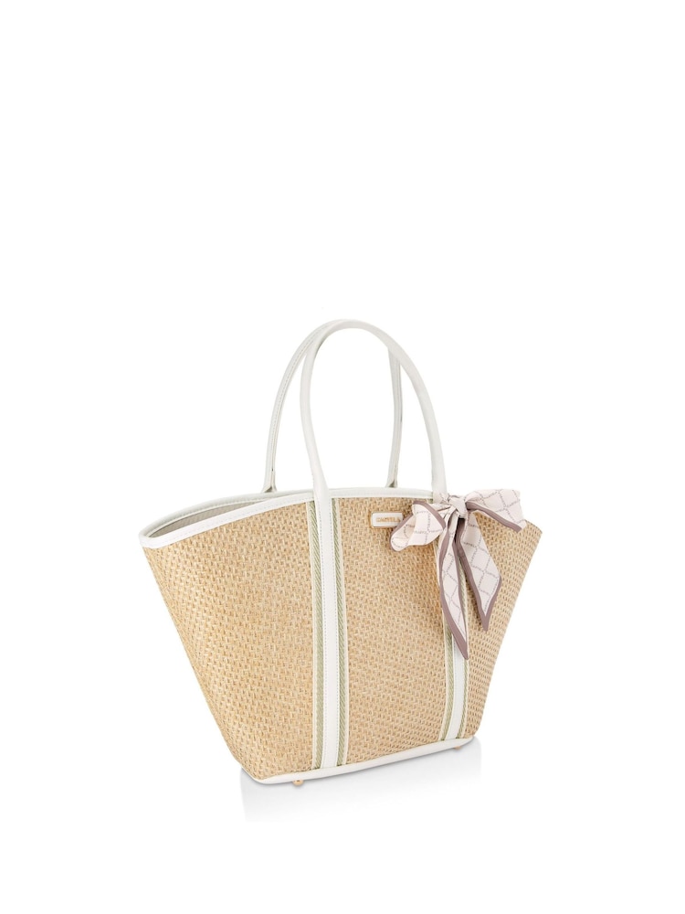 Carvela Nude Straw Scarf Basket Bag - Image 2 of 5