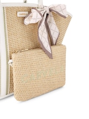 Carvela Nude Straw Scarf Basket Bag - Image 4 of 5