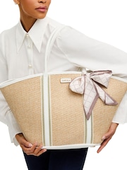 Carvela Nude Straw Scarf Basket Bag - Image 5 of 5