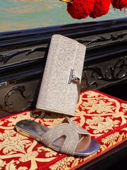 Carvela Silver Chrome Large Gala Clutch Bag - Image 1 of 3