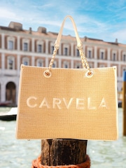 Creme - Carvela Cream Raffia Kettentasche aus Raffia - Bild 1 von 6
