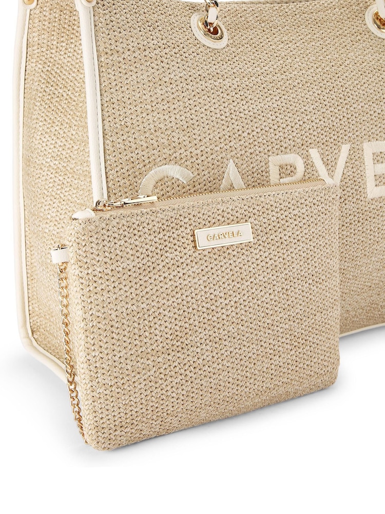 Creme - Carvela Cream Raffia Kettentasche aus Raffia - Bild 6 von 6