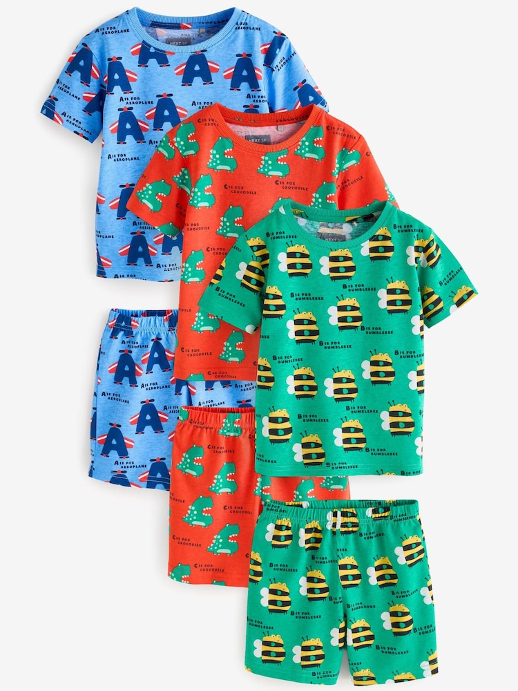 Multi Alphabetical Animal Printed Pyjamas 3 Pack - Image 1 of 4