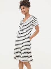 FatFace Natural 100% Cotton Maisey Stripe Jersey Dress - Image 1 of 4