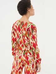 FatFace Margot Orange Paradise Ikat Blouse - Image 2 of 5