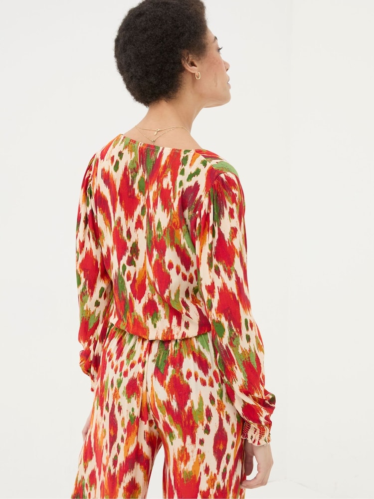 FatFace Margot Orange Paradise Ikat Blouse - Image 2 of 5