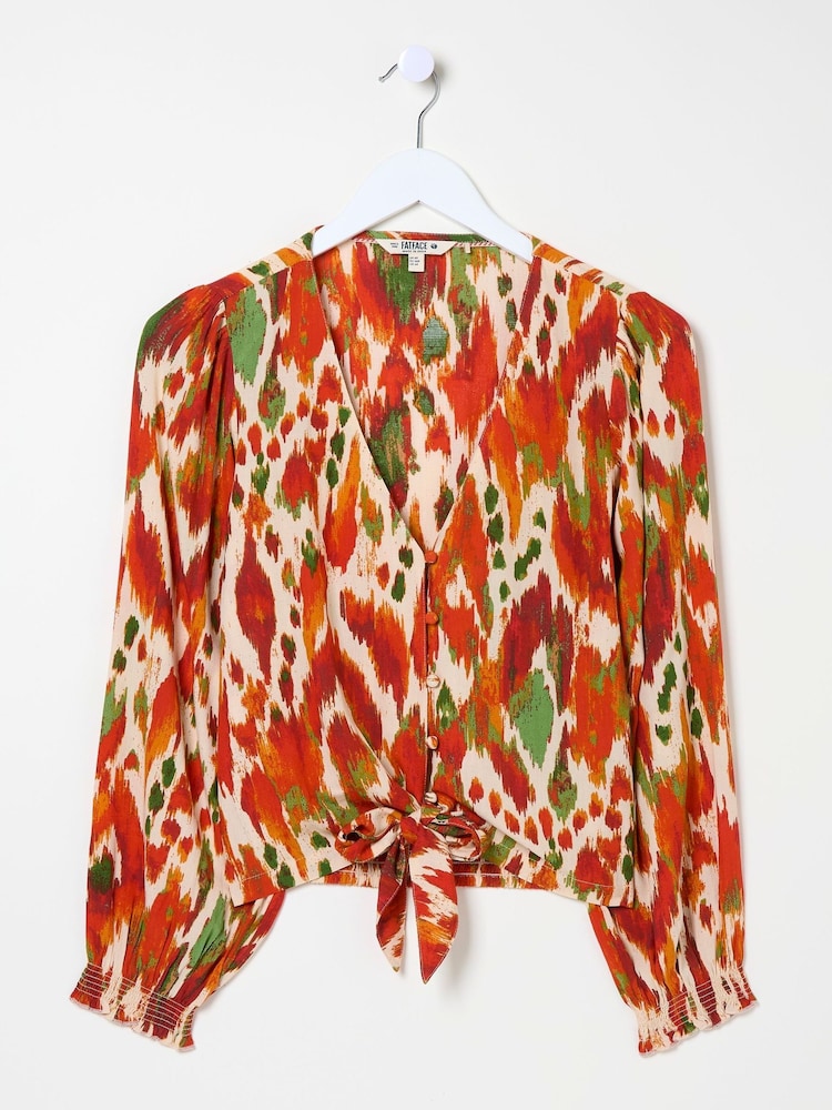 FatFace Margot Orange Paradise Ikat Blouse - Image 5 of 5 FatFace Margot Orange Paradise Ikat Blouse - Image 5 of 5