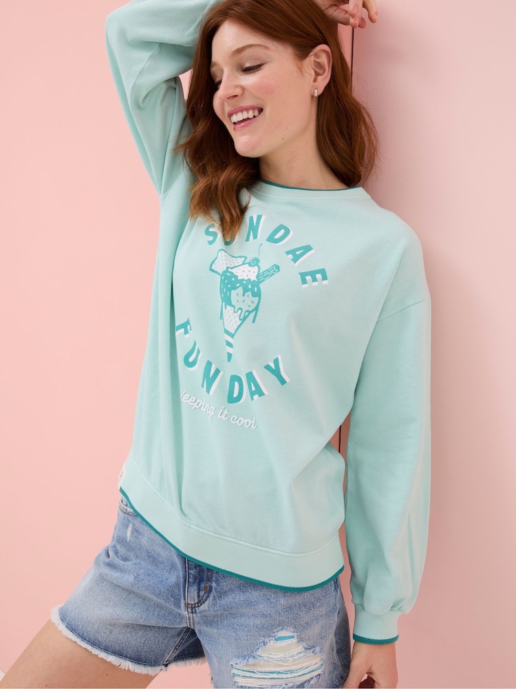 FatFace Judes Green Crew Sweatshirt - Image 5 of 5