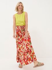 FatFace Tegan Orange Paradise Ikat Maxi Skirt - Image 1 of 6