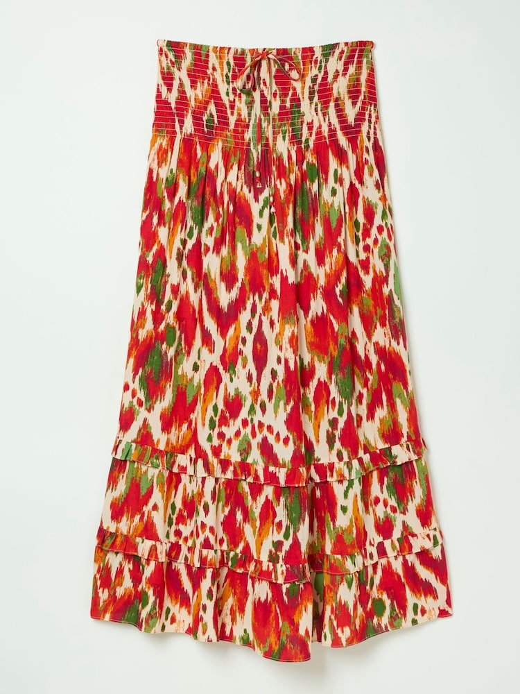 FatFace Tegan Orange Paradise Ikat Maxi Skirt - Image 6 of 6