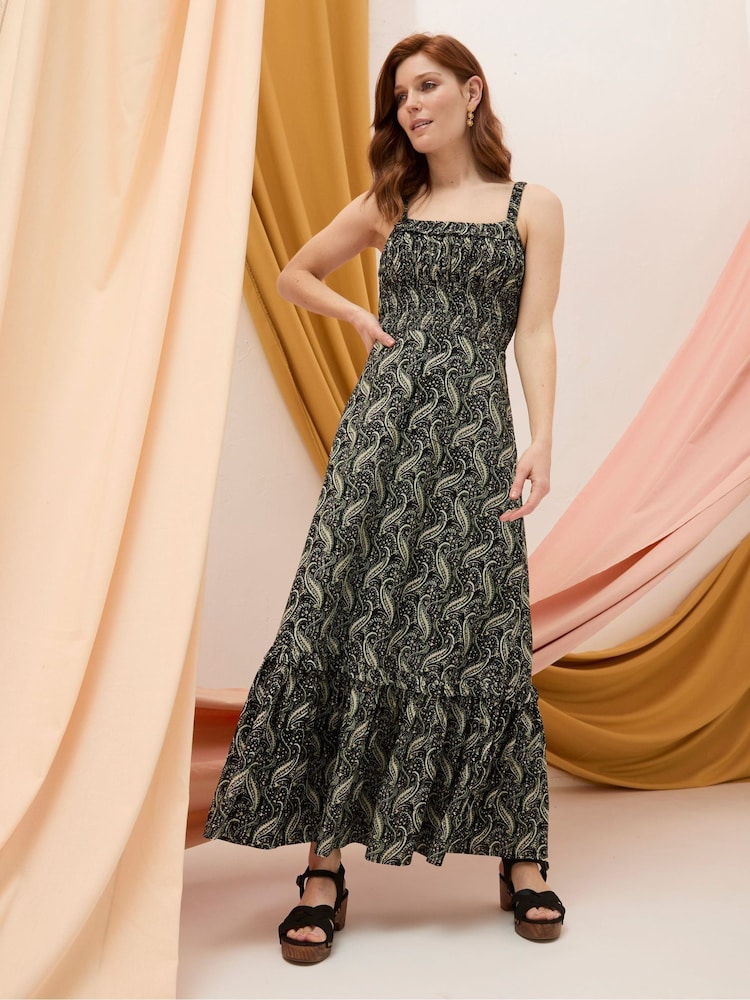 FatFace Vita Black Paisley Maxi Skirt - Image 1 of 7