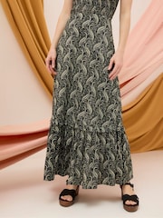FatFace Vita Black Paisley Maxi Skirt - Image 5 of 7