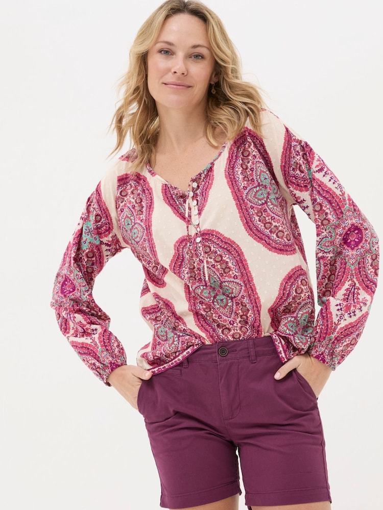 FatFace Ishana Purple Detail Paisley Blouse - Image 1 of 5