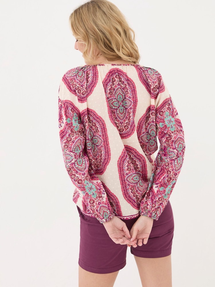FatFace Ishana Purple Detail Paisley Blouse - Image 2 of 5