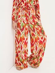 FatFace Ines Orange Paradise Ikat Wide Leg Trousers - Image 1 of 5
