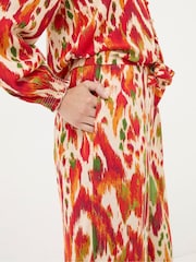 FatFace Ines Orange Paradise Ikat Wide Leg Trousers - Image 4 of 5