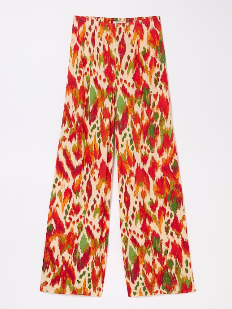 FatFace Ines Orange Paradise Ikat Wide Leg Trousers - Image 5 of 5