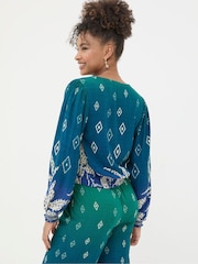 FatFace Margot Blue Ombre Leaves Blouse - Image 2 of 6