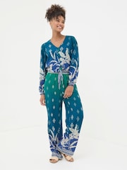 FatFace Margot Blue Ombre Leaves Blouse - Image 3 of 6