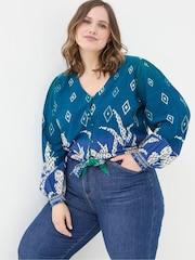 FatFace Margot Blue Ombre Leaves Blouse - Image 4 of 6
