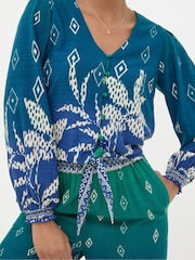 FatFace Margot Blue Ombre Leaves Blouse - Image 5 of 6