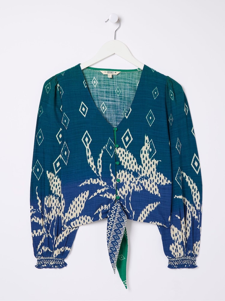 FatFace Margot Blue Ombre Leaves Blouse - Image 6 of 6