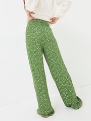 FatFace Leila Green Geo Marks Palazzo Trousers - Image 2 of 5