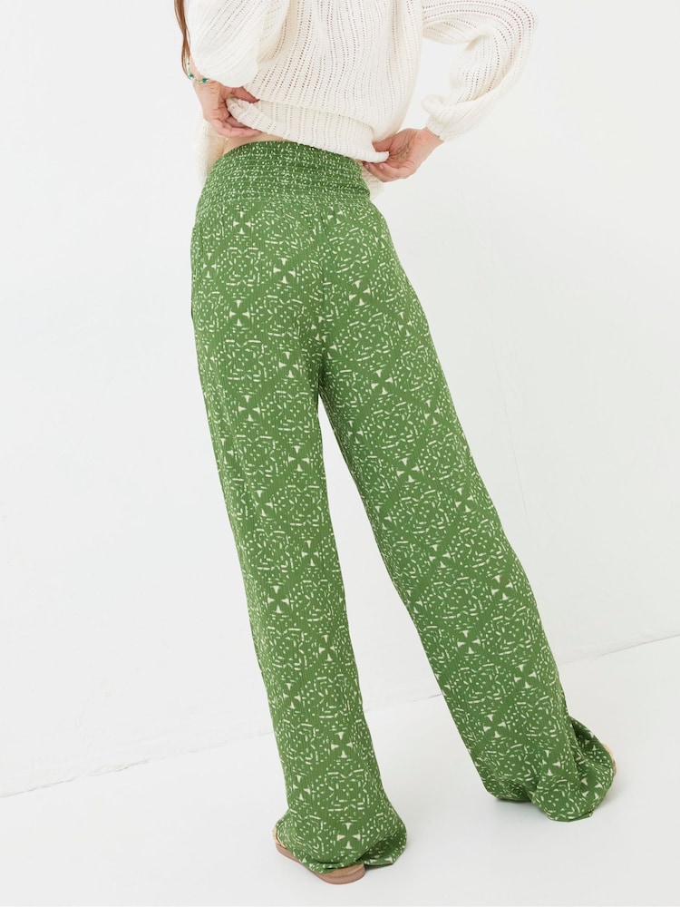FatFace Leila Green Geo Marks Palazzo Trousers - Image 2 of 5 FatFace Leila Green Geo Marks Palazzo Trousers - Image 2 of 5