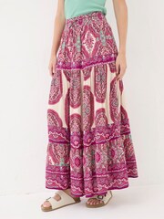 FatFace Jayla Purple Detail Paisley Maxi Skirt - Image 1 of 5