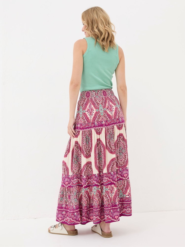 FatFace Jayla Purple Detail Paisley Maxi Skirt - Image 2 of 5