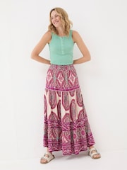 FatFace Jayla Purple Detail Paisley Maxi Skirt - Image 4 of 5