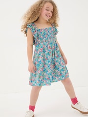 FatFace Blue Watermelon Frill Dress - Image 1 of 5