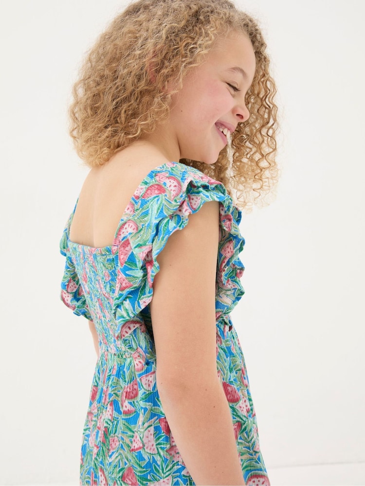 FatFace Blue Watermelon Frill Dress - Image 2 of 5