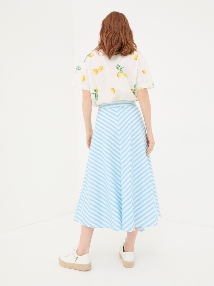 FatFace Judes Blue Robyn Striped Midi Skirt - Image 2 of 5