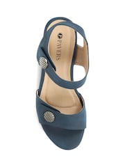 Pavers Navy Pavers Strappy Heeled Sandals - Image 4 of 5