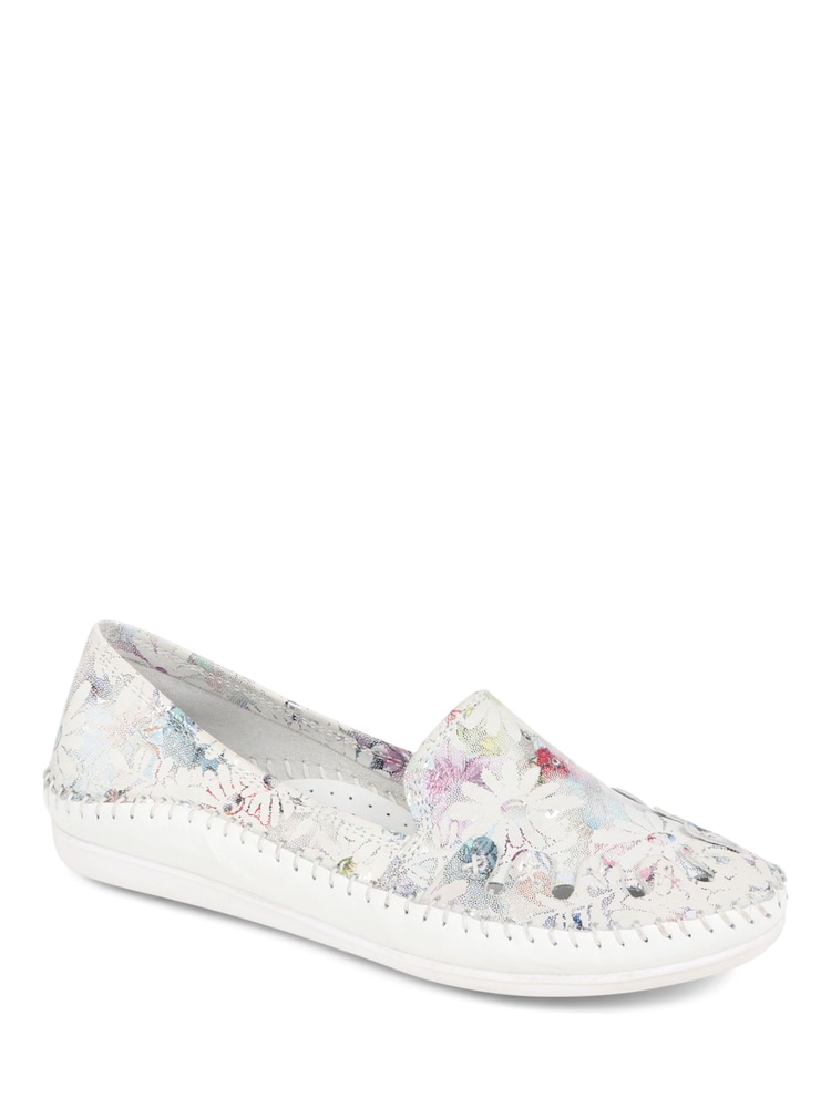 Pavers Casual Leather White Moccasins - Image 1 of 5