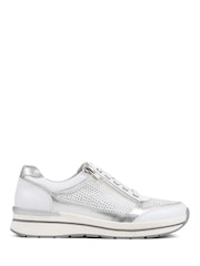 Pavers White Pavers Silver Lace-Up Leather Trainers - Image 3 of 6