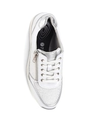 Pavers White Pavers Silver Lace-Up Leather Trainers - Image 4 of 6