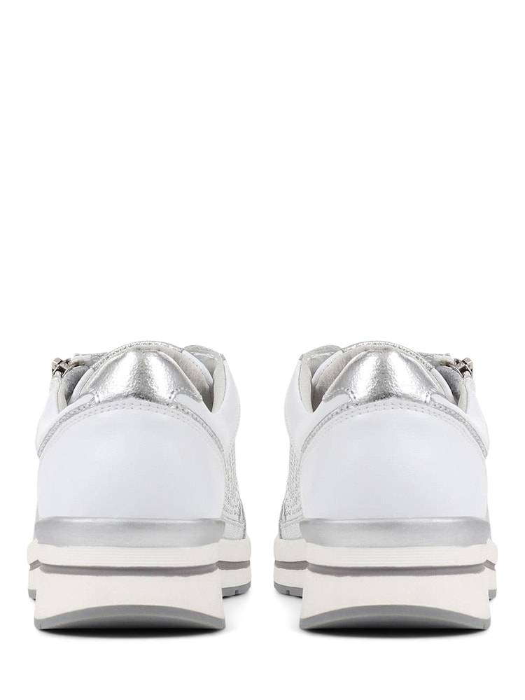 Pavers White Pavers Silver Lace-Up Leather Trainers - Image 5 of 6
