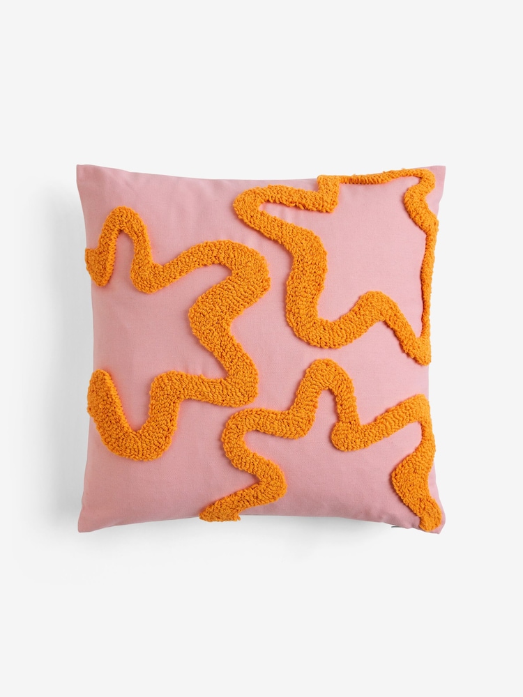 Novogratz Pink Squiggle Tufted Cushion - Image 2 of 5 Novogratz Pink Squiggle Tufted Cushion - Image 2 of 5