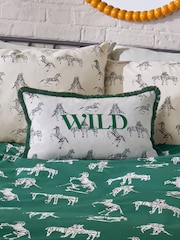 Novogratz Green Wild Slogan Fringe Cushion - Image 1 of 5