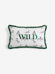 Novogratz Green Wild Slogan Fringe Cushion - Image 2 of 5