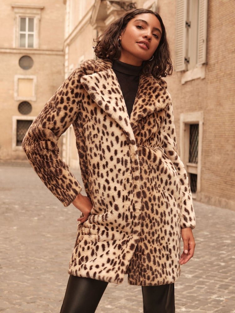 Friends Like These Animal Longline Faux Fur Coat - Image 3 of 4
