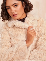 Friends Like These Cream Textured Faux Fur Coat - Image 2 of 4