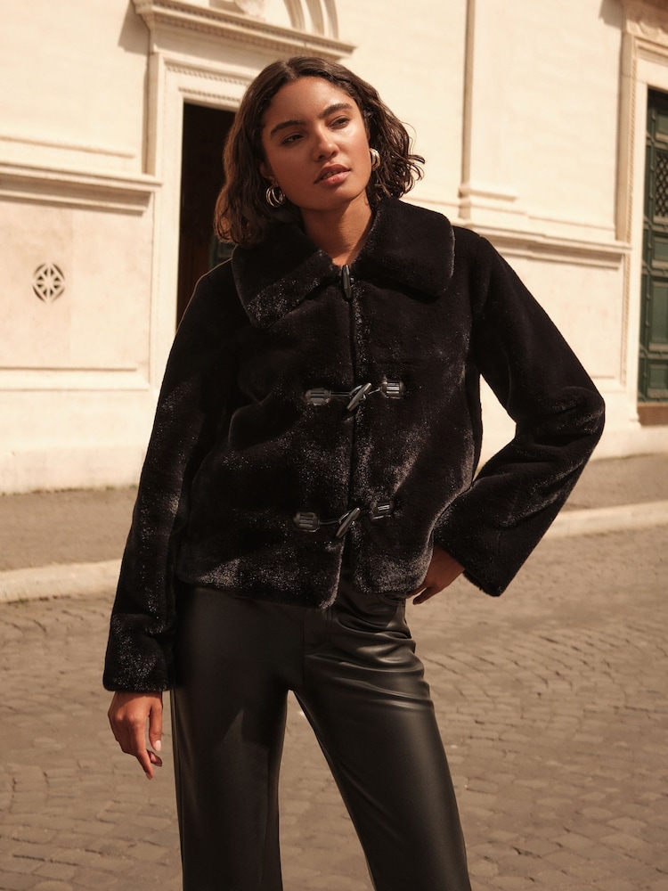 Friends Like These Black Faux Fur Coat - Image 2 of 4